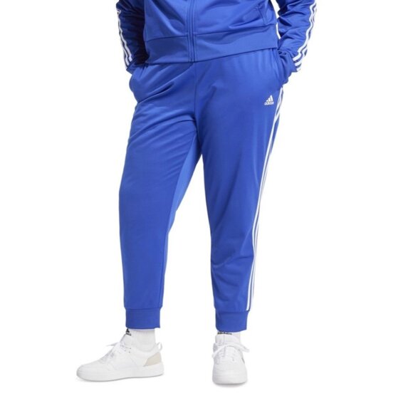 Adidas Women's Essentials Warm-up Slim Tapered 3-Stripes Track Pants, Blue, 2X - Picture 1 of 5